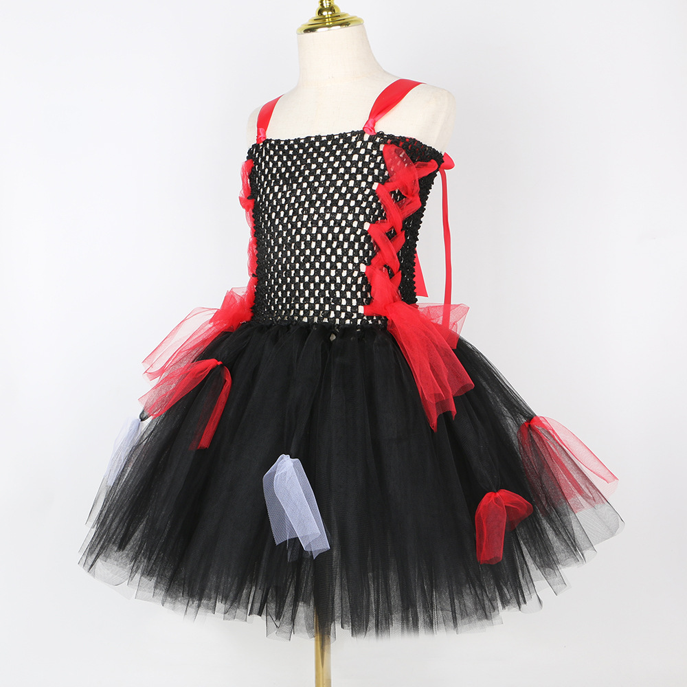 Kids' clothing children's Halloween costumes horror vampire zombie role play tutu skirt girls mesh dress_voghion.com