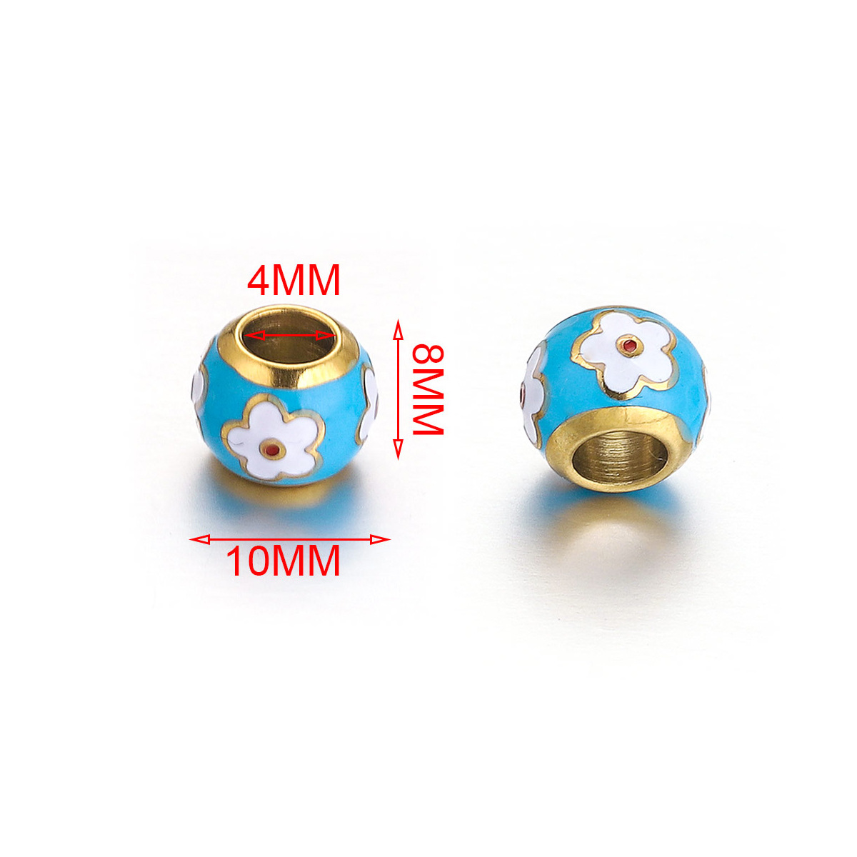 Enamel Design 5 PCS/Package 10*8mm Hole 4~4.9mm 304 Stainless Steel Eye Flower DIY Jewelry Accessories Beads
