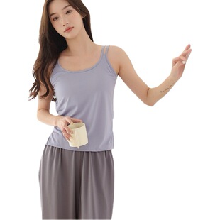 Ice Silk Beautiful Back Underwear Sling Women's Belt Chest Pad Top One-piece Wear-free Bra Base Anti-walking Chest Cover Vest for Summer