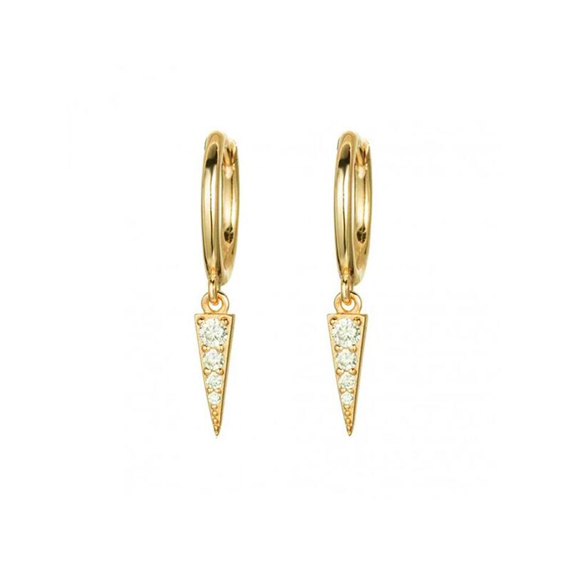 S925 Silver Needle Diamond-studded Pointed Cone Triangle Earrings display picture 1