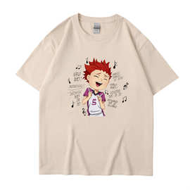 跨境爆款日本潮牌有趣的音乐男孩韩版休闲宽松嘻哈棉男士短袖T恤