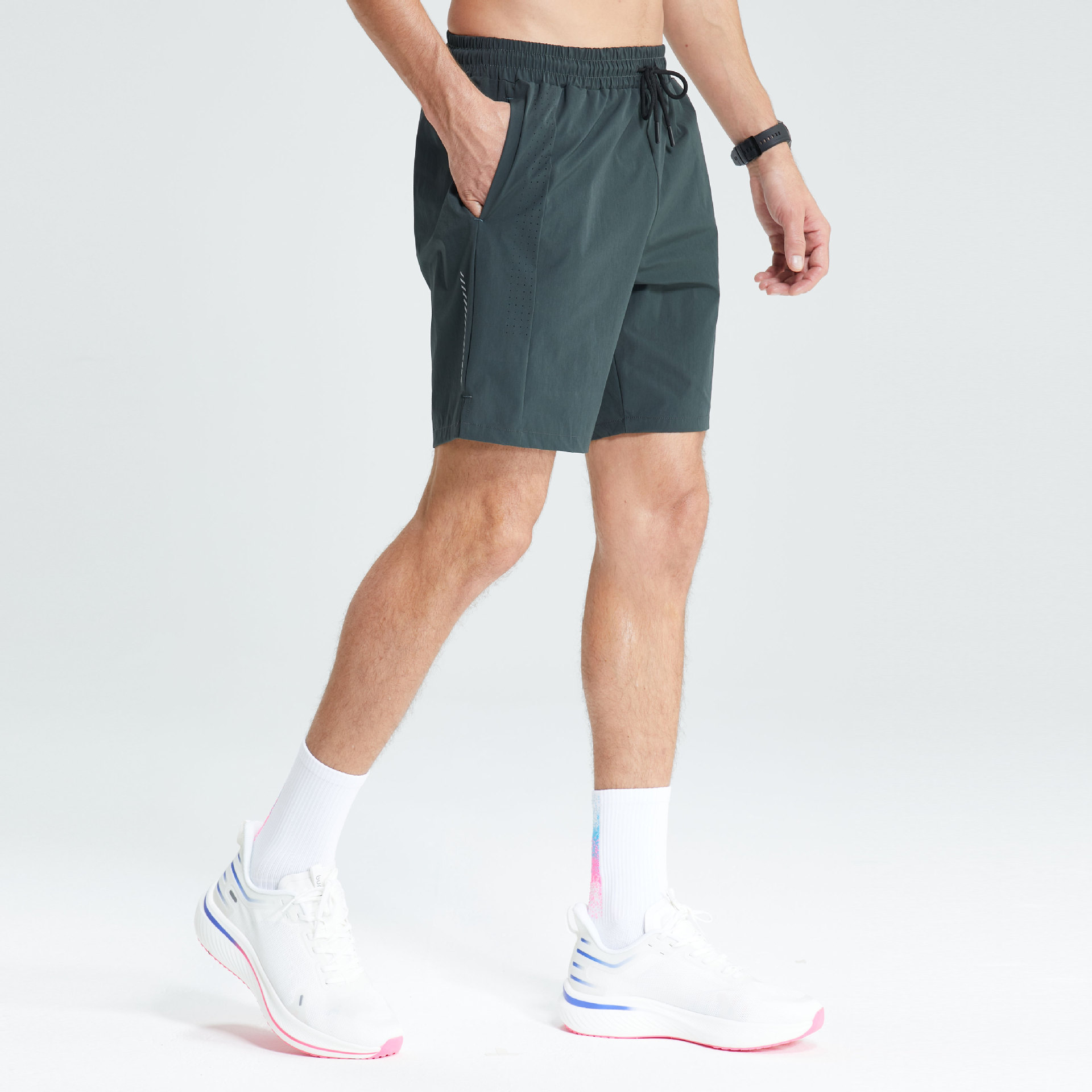 Pantalones cortos deportivos con estampado de malla para hombres, baloncesto, carrera estadounidense, secado rápido, verano, pantalones de entrenamiento casual transpirables de cinco puntos
