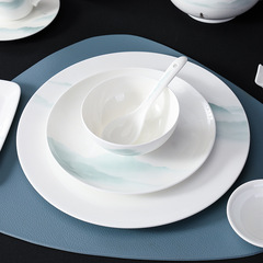 Hotel ceramic tableware set luxury club dining ware package private dining room restaurant simple plate bowl bone china Fisherman's Farewell