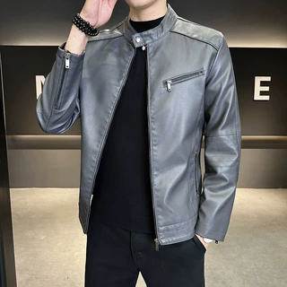 2025新品上衣皮夹克PU软皮男士秋冬皮衣轻商务休闲立领简约百搭夹