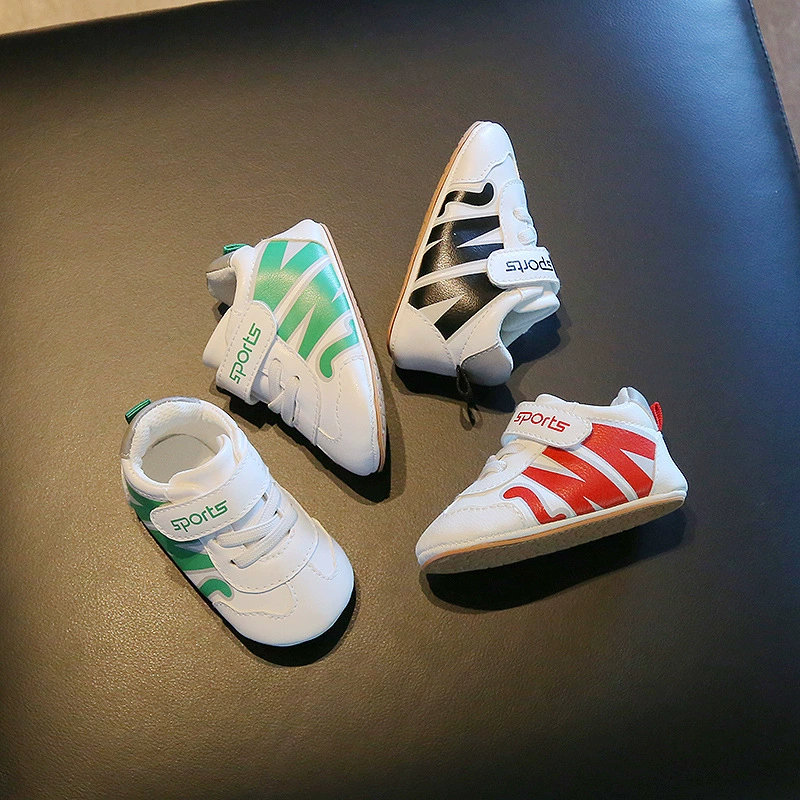 Детская обувь на мягкой подошве 3-6-12 месяцев, обувь на ступеньках, дышащая обувь из искусственной кожи, Звездный крючок и петля, мягкая резиновая подошва, маленькие белые туфли