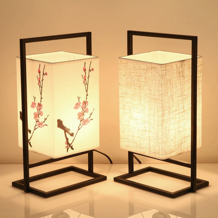 New Chinese Style Bedside Table Lamp, Traditional and Simple Creative Living Room Study Warm Decor Night Light