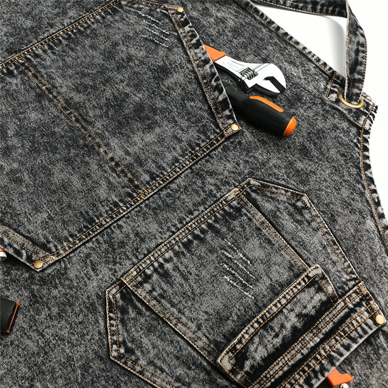 Delantal de mezclilla lavado transfronterizo logotipo personalizado Barber pintura ropa de trabajo electricista carpintería delantal fábrica al por mayor