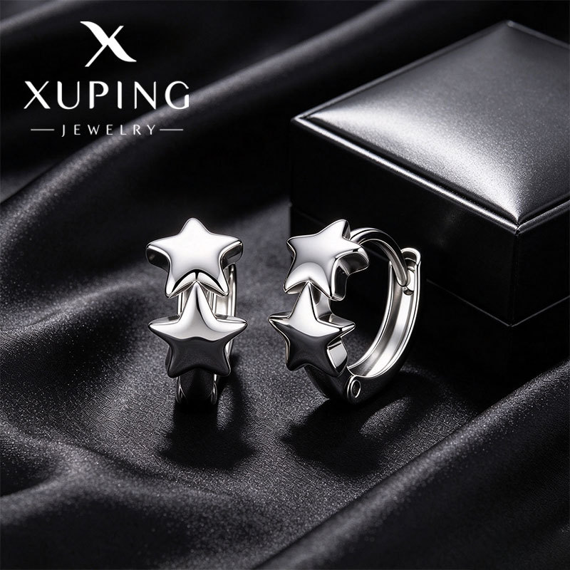Xuping joyería estilo de moda europea y americana aretes exagerados doble fila brillante aretes de aretes de arroz de arroz pendientes de arroz transfronterizos aretes al por mayor