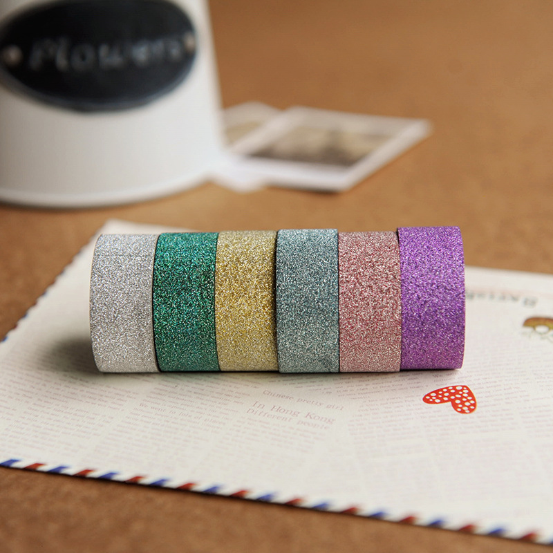 厂家批发金葱闪粉和纸胶带diy手账胶带贴纸相册配件装饰胶带跨境