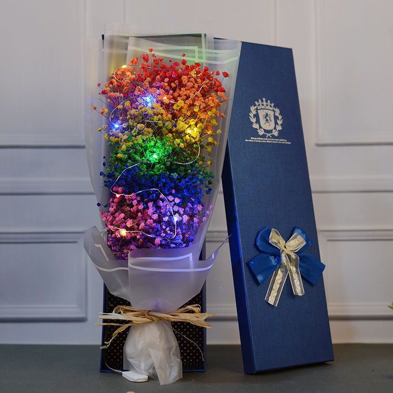 리틀 컬러풀 48cm - 꽃다발 + 선물 상자 + LED 조명