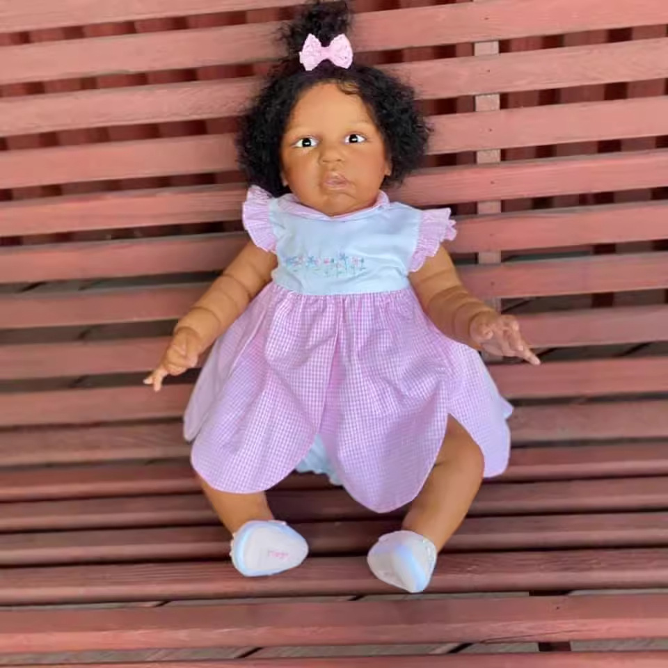 60 cm muñeca negra magrot simulación muñeca renacida de bebés transfronterizos mar azul suministro de una pieza