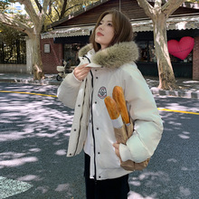 新品棉服短款美式户外工装女大毛领外套秋冬季2025新品复古派克服