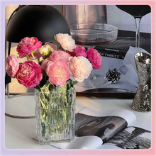 ✅洋牡丹花植绒3头露莲花 家居装饰摆件假花直播花批