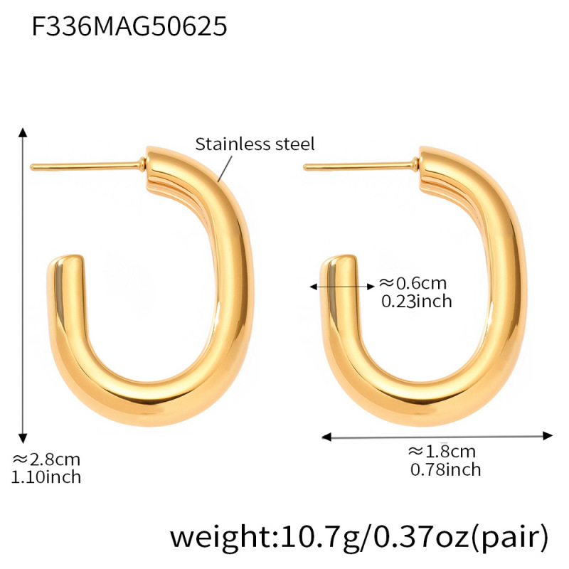 Mili 二層 C 字型カラーブロックイヤリングヨーロッパとアメリカの INS インターネットセレブ人気モデル 18K ゴールドステンレススチールイヤリング卸売在庫あり|undefined
