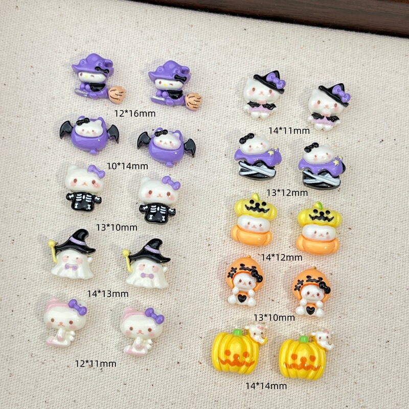 New Halloween cartoon nail art accessories, cute three-dimensional magician, pumpkin, cat resin DIY nail decorations New Halloween cartoon nail art accessories, cute three-dimensional magician, pumpkin, cat resin DIY nail decorations
