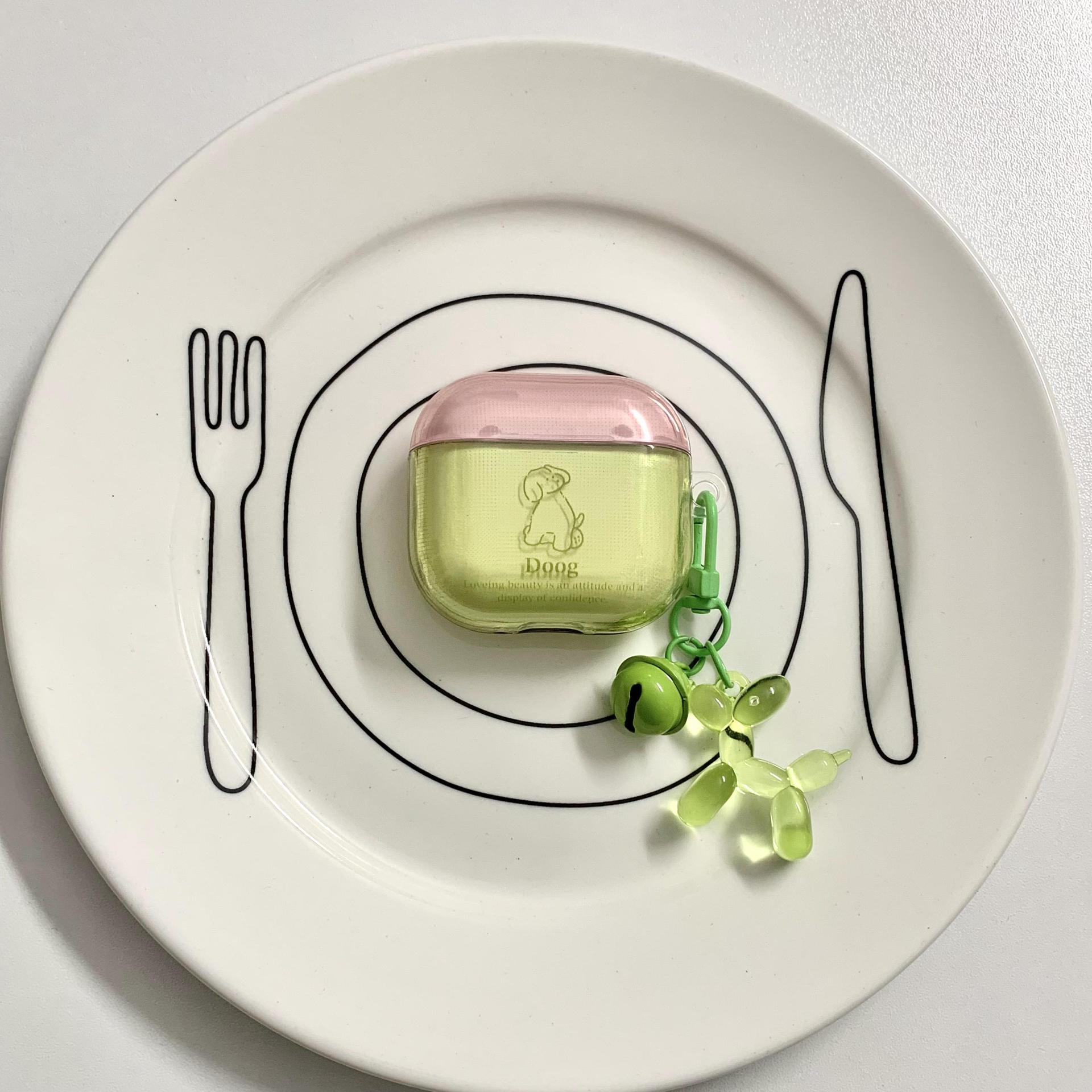 Pequeño cachorro verde fresco y semitransparente para auriculares AirPods pro2 4 generación nuevo colgante de Apple 1/2 generación