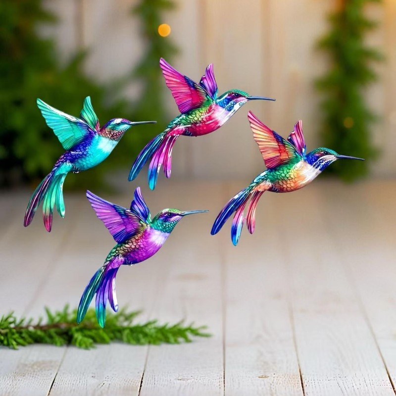 新しい金属工芸品 UV 印刷小さなハチドリペンダントリビングルーム屋外庭の装飾屋外|undefined