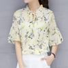 Shiffon summer long-sleeve, shirt, shiffon with print, Korean style, loose fit, long sleeve