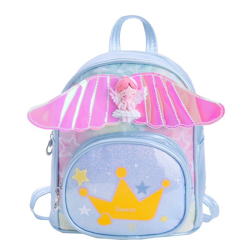 Mochila suave, lindas alas pequeñas, mochila para niños y niñas, mochila para niños de jardín de infantes, mochila para bebés, mochila para niños con sequillas de corona de dibujos animados
