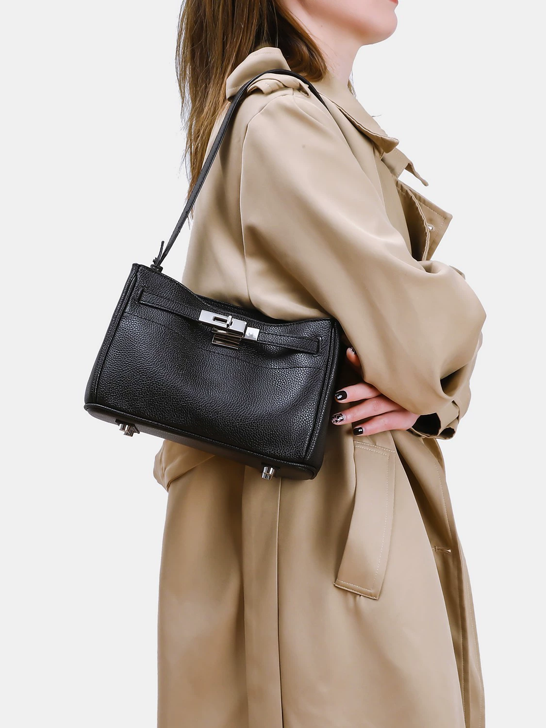 Плечевая сумка «подмышка», high-end, с замком, повседневный стиль, 25×11×16 см