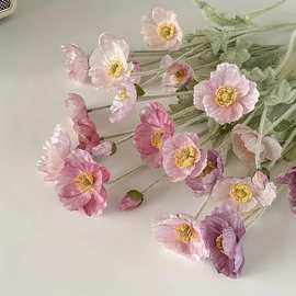 粉色冰岛虞美人跨境仿真假花罂粟花客厅花束装饰摆件虞美人仿真花