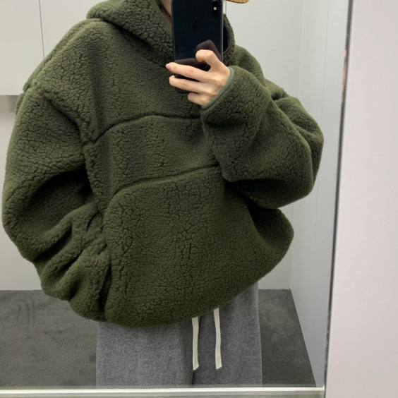 Korean Style Dongdaemun Women's Lamb Wool Hooded Jacket Motorcycle Jacket