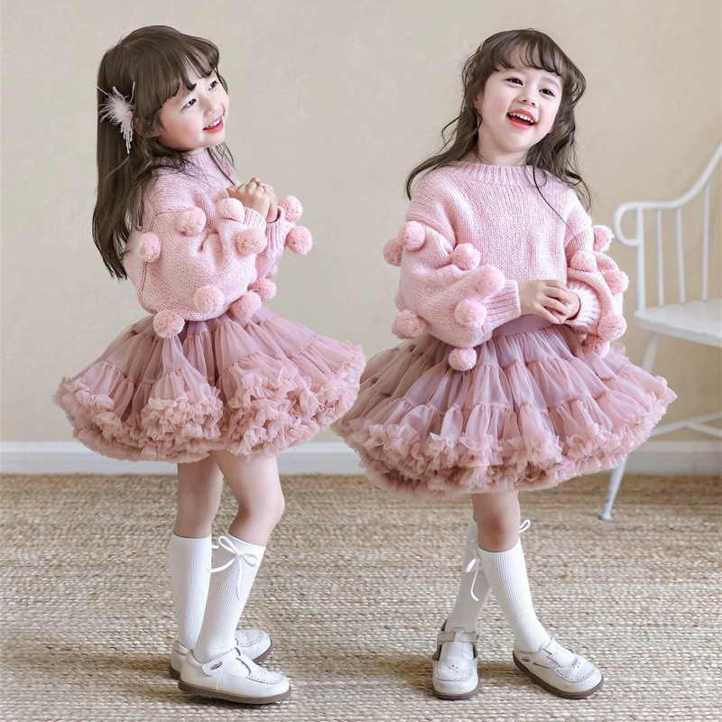Girls' Skirt Autumn and Winter New Arrival Pontoon Skirt Children's Gabon Tutu Skirt Women's Baby Birthday All-match Princess Skirt