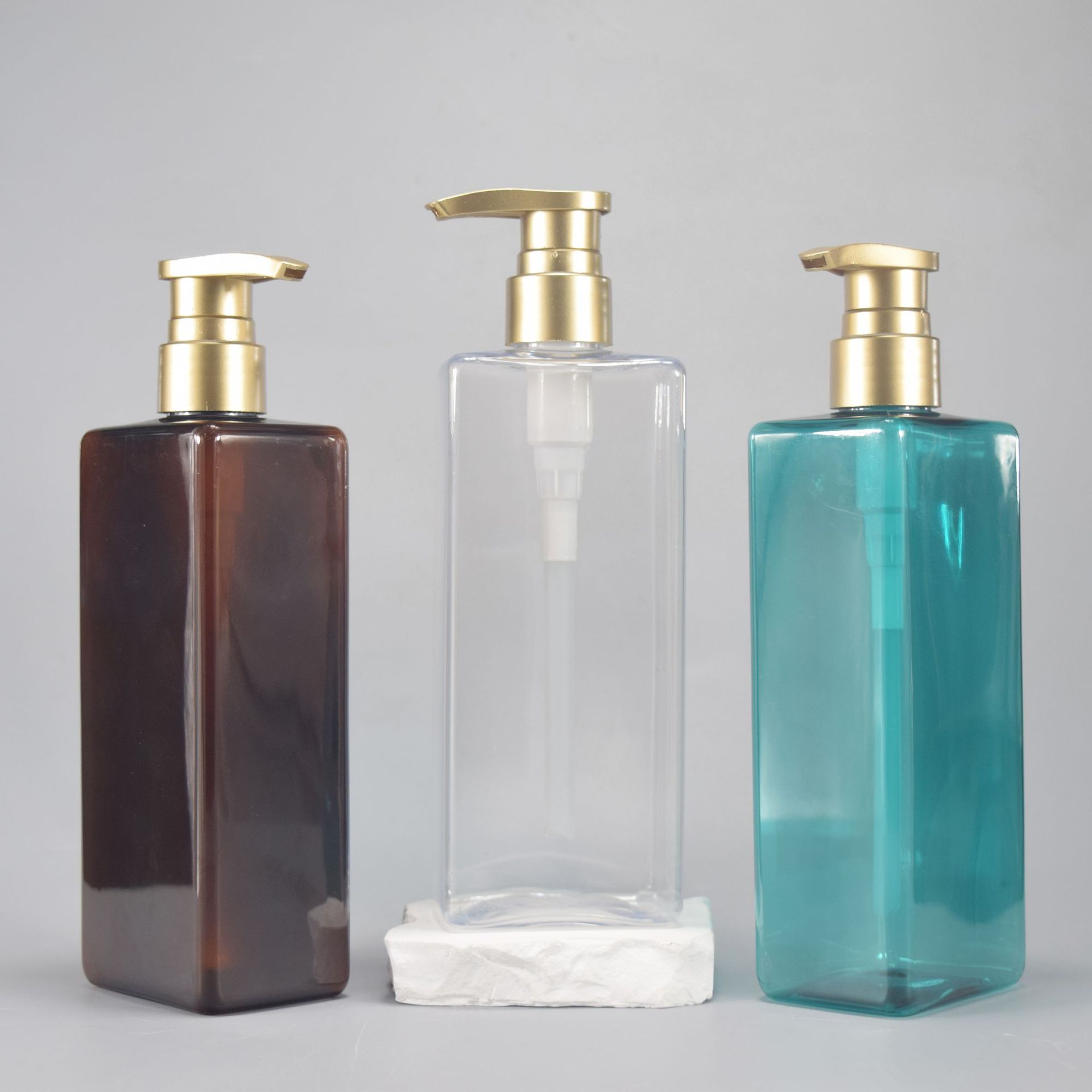 现货500ml扁四方形洗护乳液瓶塑料包材包装pet空瓶化妆品洗发水瓶