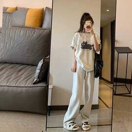 感休闲运动套装女夏季薄款中式时髦洋气减龄阔腿裤时尚两件套