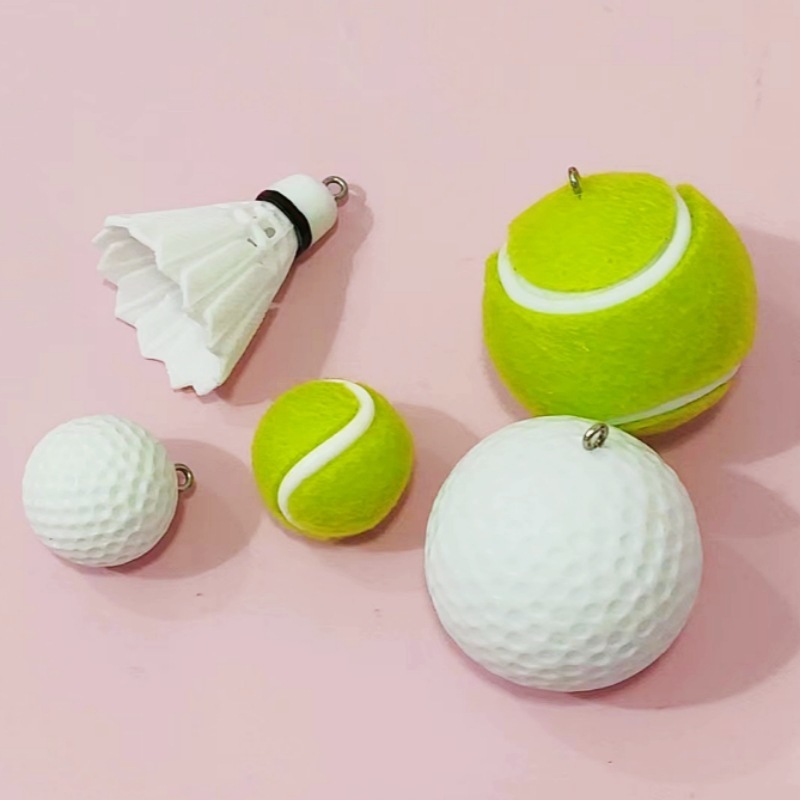 Simulated Tennis, Basketball, Baseball, Billiards, Football, Rugby Keychain Pendants, Sports Gifts, DIY Accessories