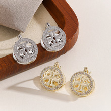 爆火的圆形耳扣高级感几何镂空圆形耳钉轻奢锆石小香风锆石耳饰女