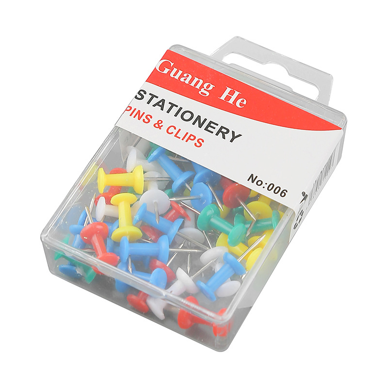 Fábrica al por mayor caja de plástico en forma de I pintura de uñas de corcho tablero de dibujo pin marca fija de color americano Big Head