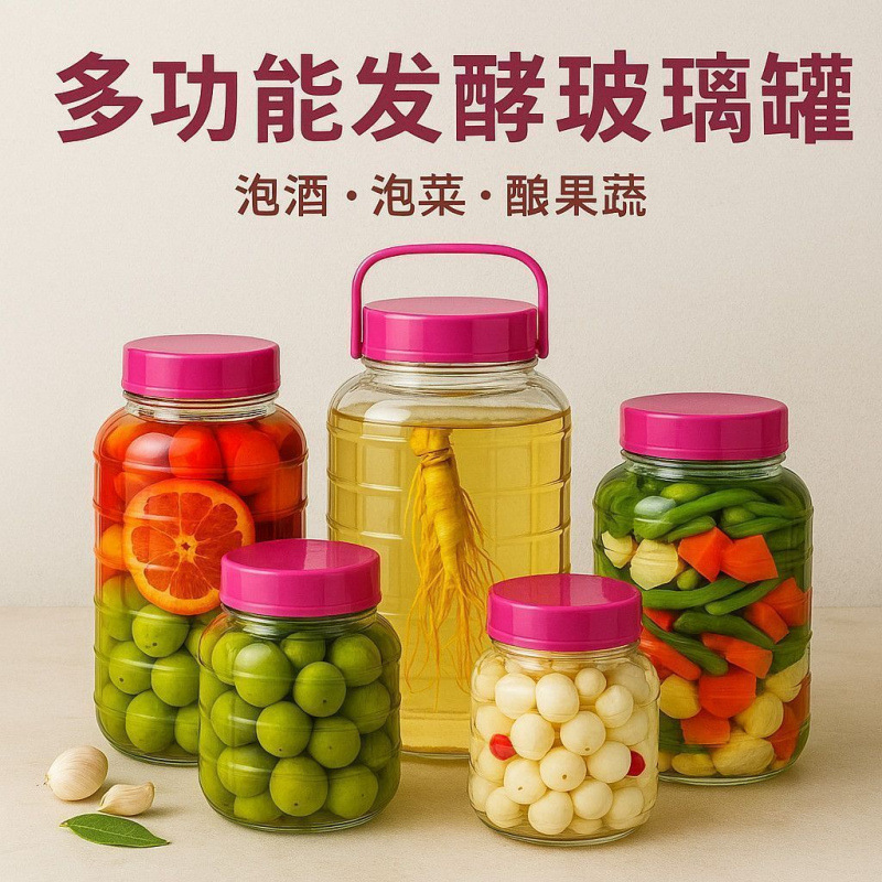 泡酒专用玻璃瓶超厚泡菜坛子无铅酿酒罐日用加厚密封罐特厚泡酒瓶