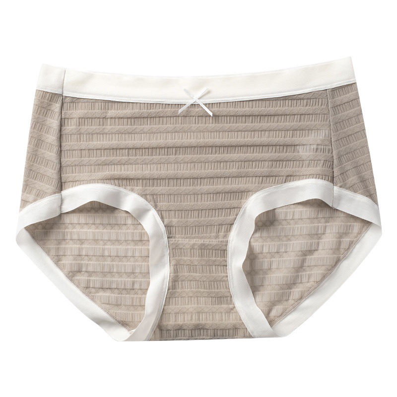 Calzones de mujer hechos de seda de morera 10A con forro antibacteriano en la entrepierna, sensación refrescante de seda helada, color crema, alta elasticidad, ropa interior femenina de cintura media. image 1