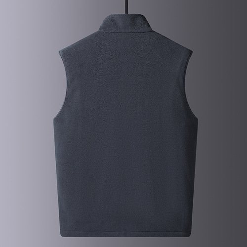 Mid-to-Old Age Fleece Lined Insulated Vest Jacket Autumn Stand Collar Spring and Autumn Style Top