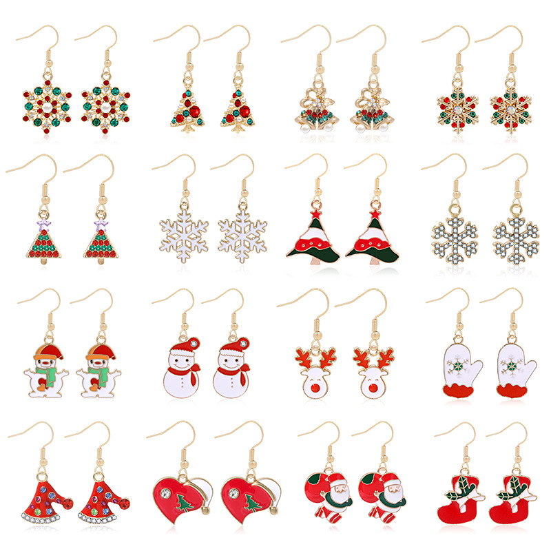 Fashion Christmas Tree Gloves Alloy Plating Inlay Artificial Gemstones Christmas Women's Drop Earrings 1 Pair display picture 5