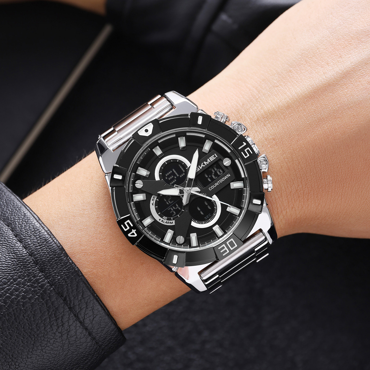 Reloj de acero al aire libre, doble pantalla multifuncional, reloj impermeable transfronterizo, comercio exterior al por mayor