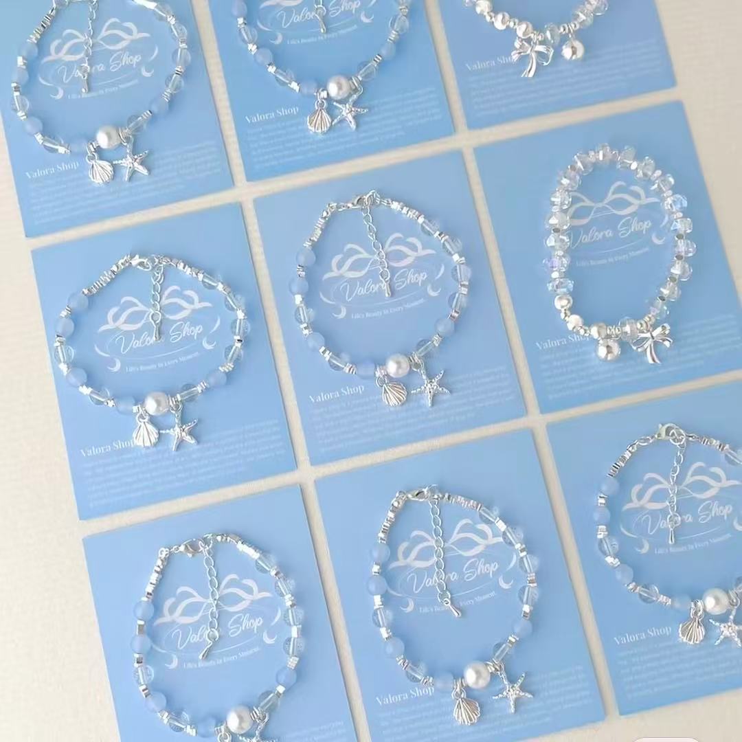 Pulsera de cristal optimizada de piedra biliar negra de aguamarina pulsera fresca, dulce y sencilla de todo fósforo