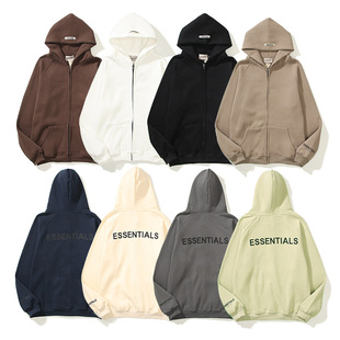 2022 autumn and winter hooded sweater letters high street loose cardigan zipper plus velvet coat fashion