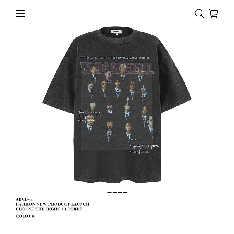 Camiseta de manga corta apilada en la calle alta de la marca de moda pesada de 250g para hombres de algodón puro con camisa de fondo suelta para hombres de verano