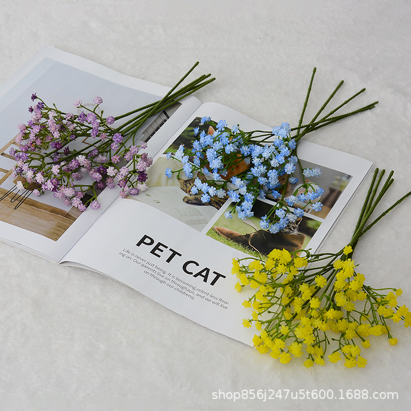 Simulación Gypsophila decoración de bodas estilo ins ramo de ramo de flores de goma suave sensación Gypsophila flor artificial flor falsa al por mayor