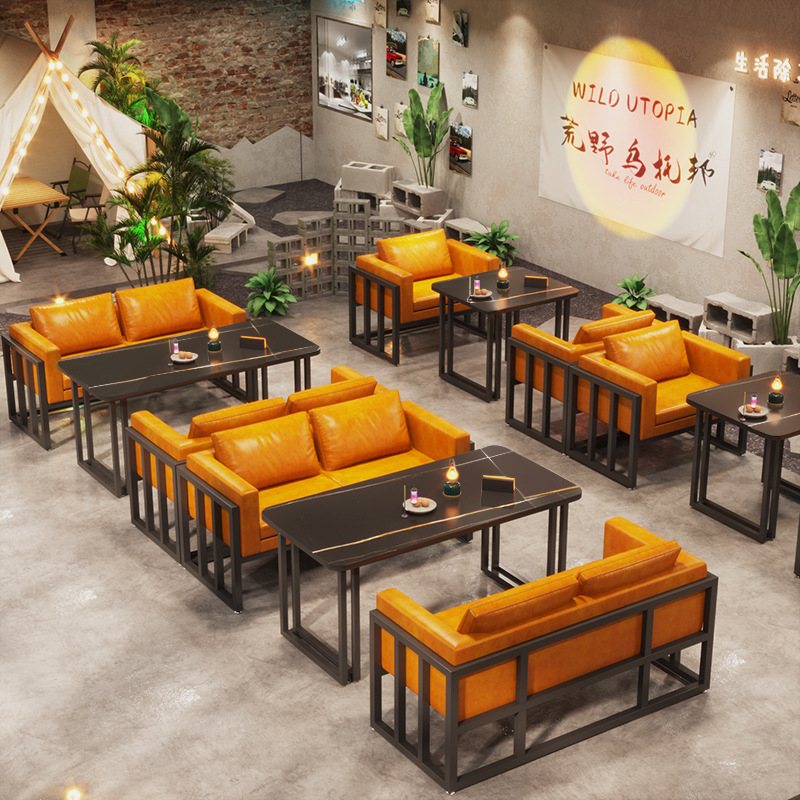 Bar furniture set, cocktail bar industrial style restaurant dining bar barbecue shop small wine bar cafe commercial booth sofa