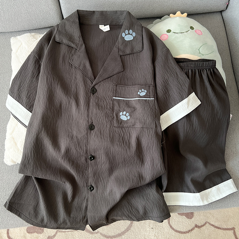 Al por mayor transfronterizo nuevo hombre nubes pijamas de algodón cardigan con solapas sueltas ropa de hogar