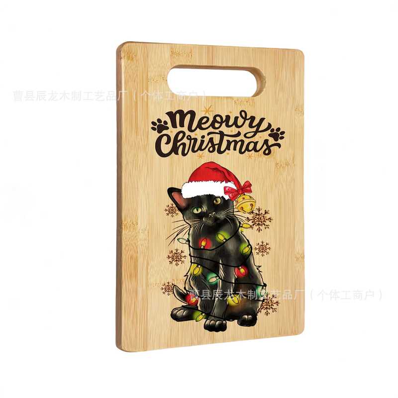Creative Christmas Cutting Board, Household Bamboo Cutting Board, Solid Wood Cutting Board, Party Dinner Plate, Kitchen Holiday Decoration