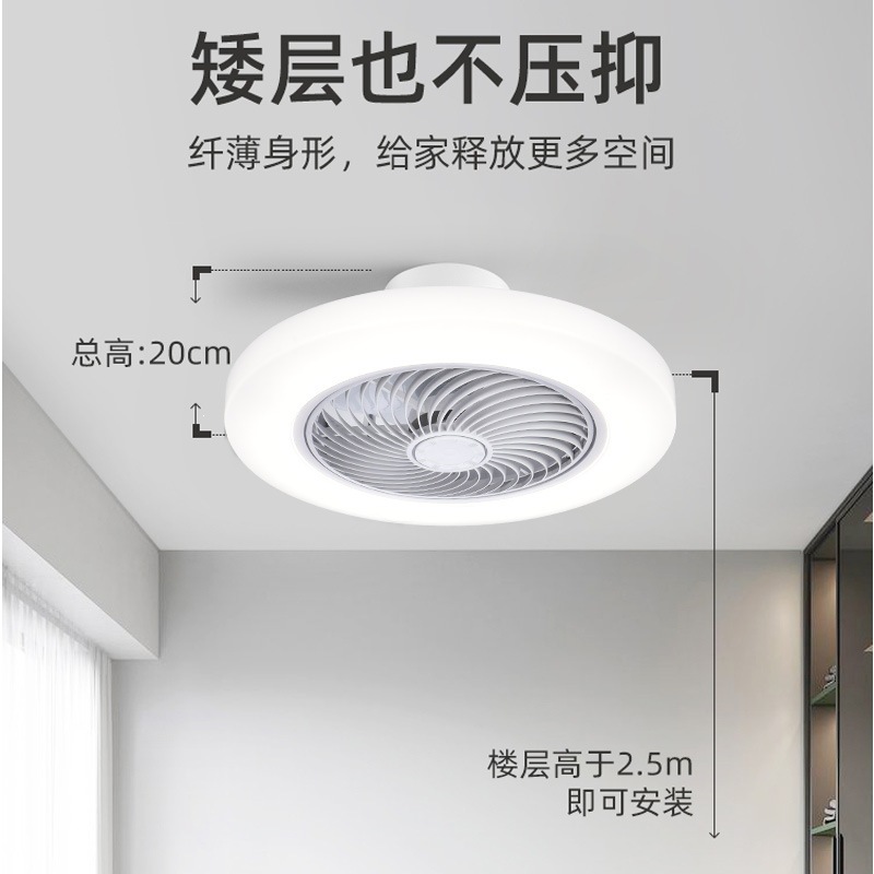 Ventilador de Techo con Luz Ultrafino, PC y ABS, Conversión de Frecuencia y Control Remoto, para Dormitorio
