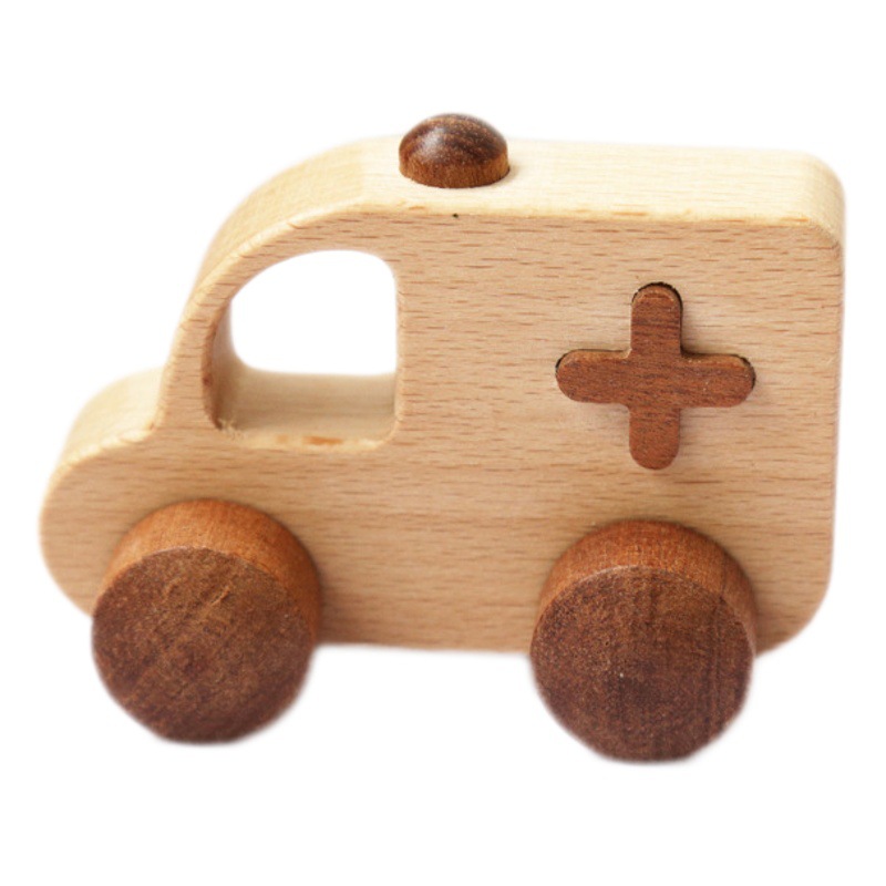 実木無漆乳幼児学登は救急車パトカー消防車少年玩具2345歳MDをかじることができる