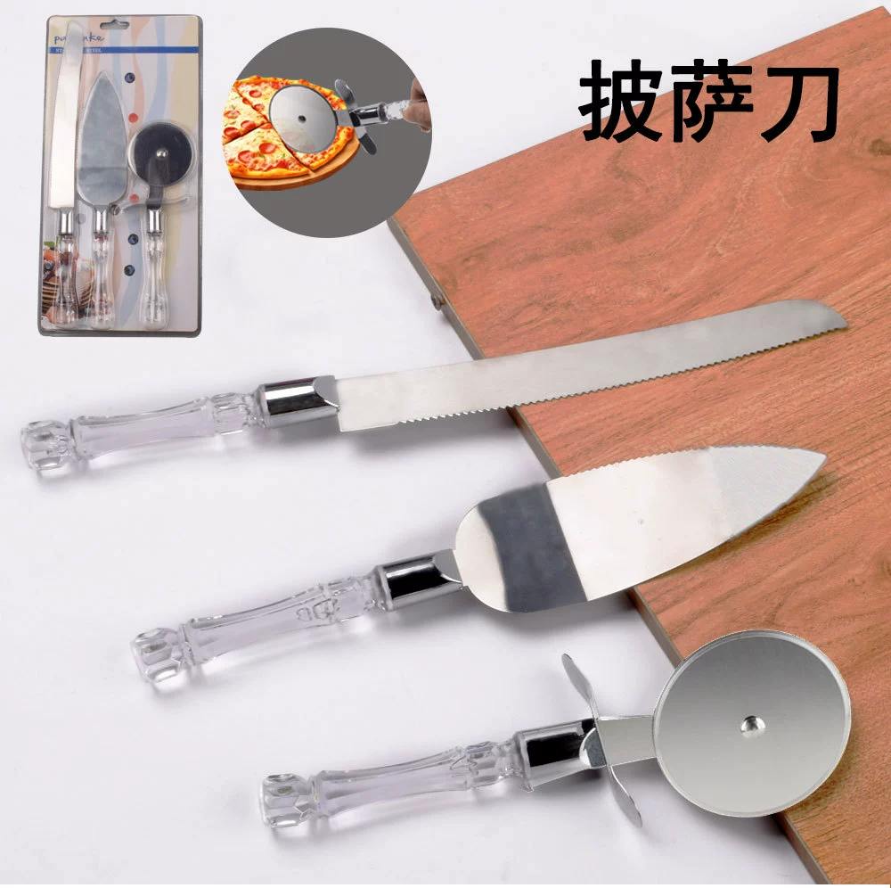 Прозрачная хрустальная ручка из нержавеющей стали свадебный торт лопатка набор ножей для выпечки хлеба ролик нож для пиццы diy инструмент