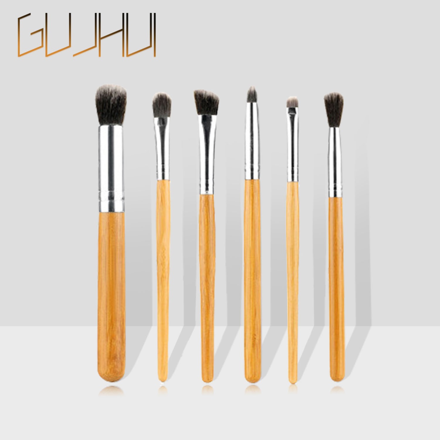 11 brochas de maquillaje con mango de bambú y bolsa de lino, brochas de maquillaje con mango de bambú, transfronterizo, dropshipping, directo de fábrica