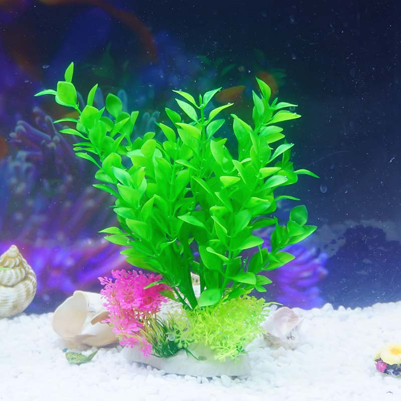 Acuario de flores y plantas de plástico, fabricante de origen de pajar de simulación, decoración de mesa de comedor, acuario de agua falso, acuario de peces