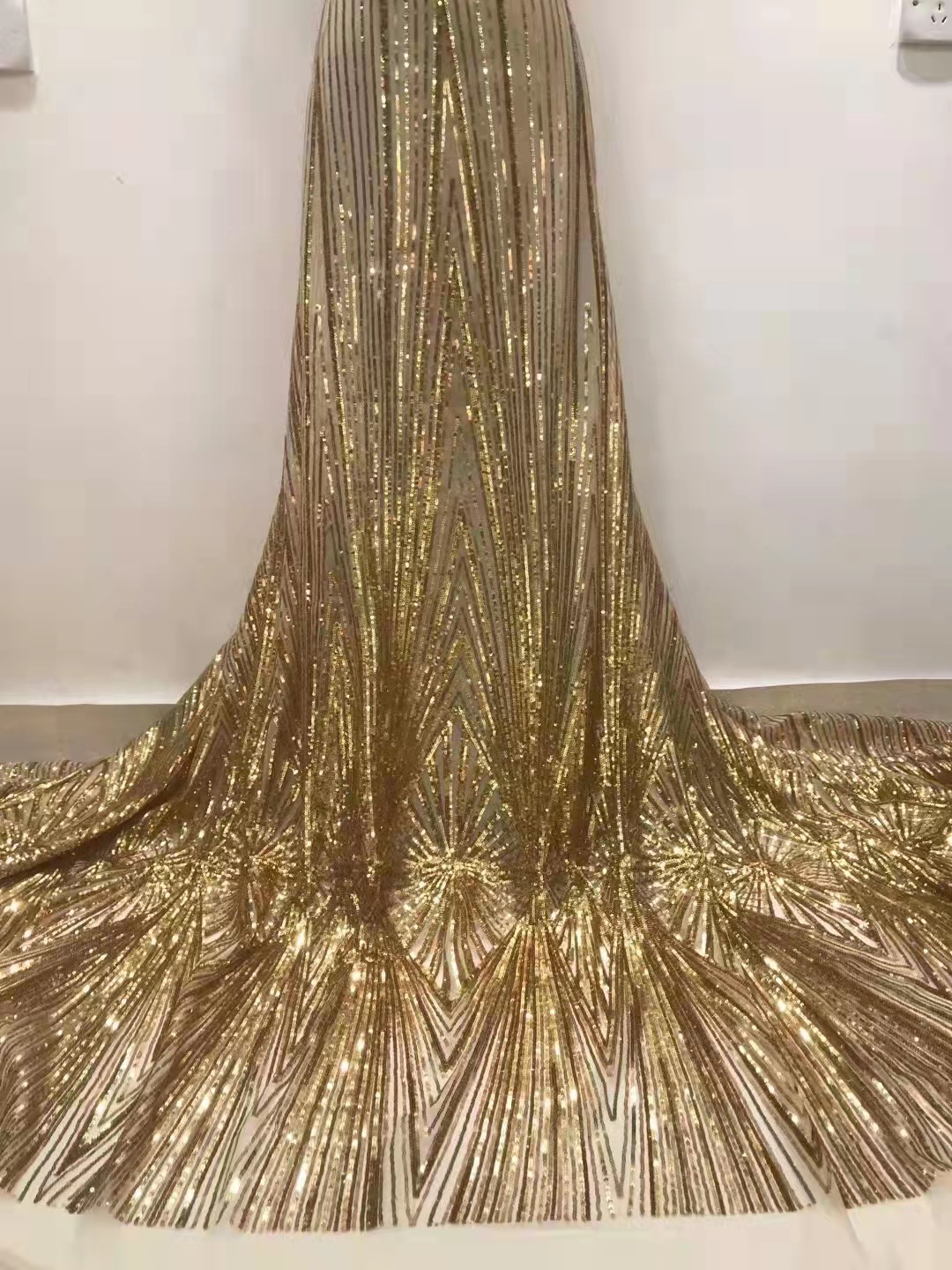 Amazon e-commerce en stock lentejuelas tela vestido de novia fiesta África encaje tela JX1851